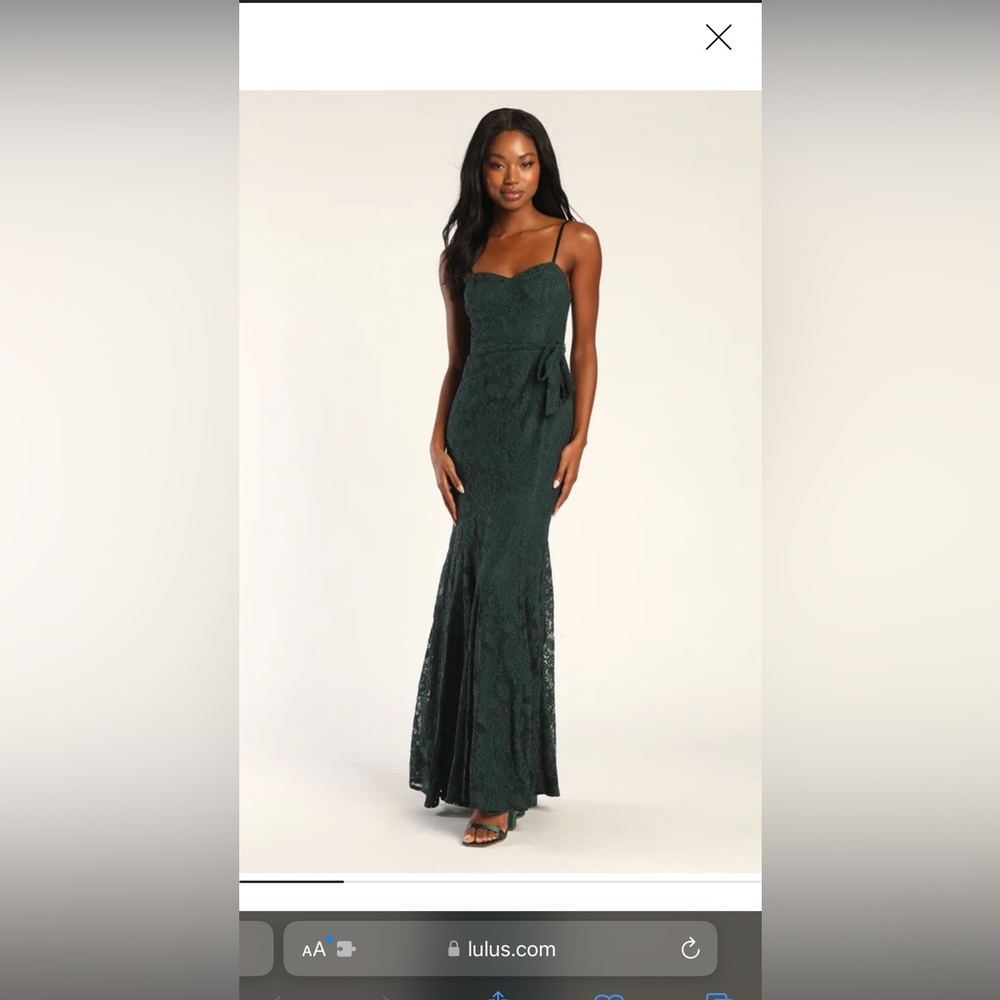 Lulu’s Everlasting Emotion Emerald Green Lace Mermaid Maxi Dress